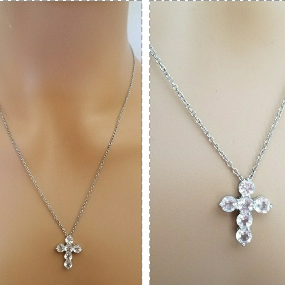 925 Sterling Silver Cross Necklace 20" *